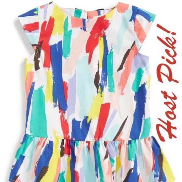 kate spade ♠️ NEW brush stroke peplum top blouse cotton fancy GIRLS XL 🎉HP🎉 - Picture 3 of 12